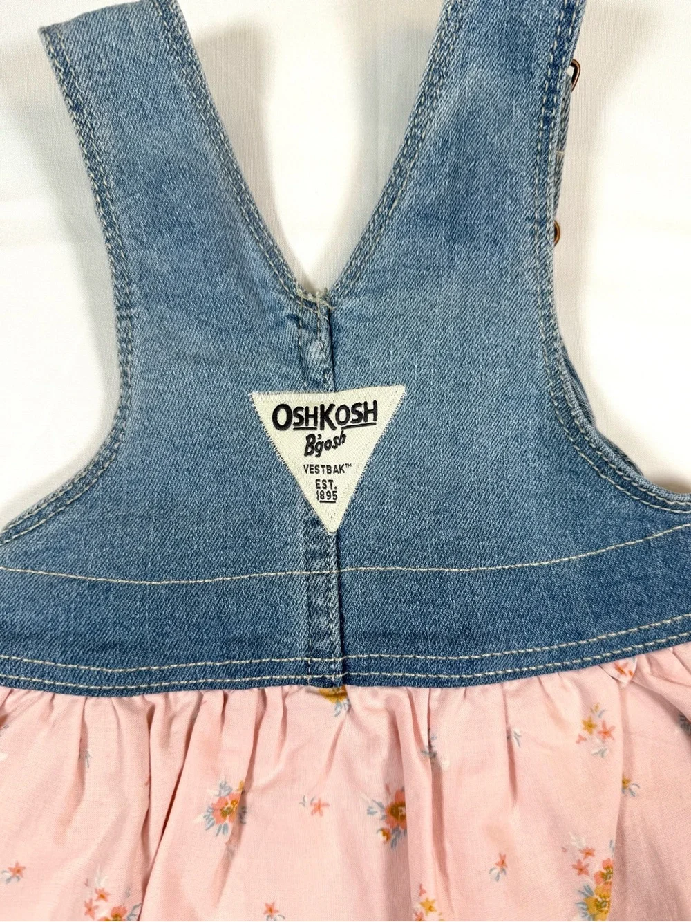 NWT OSHKOSH Girl Denim Floral Overall Jumper Dress 3M Cottagecore Farmhouse NEW